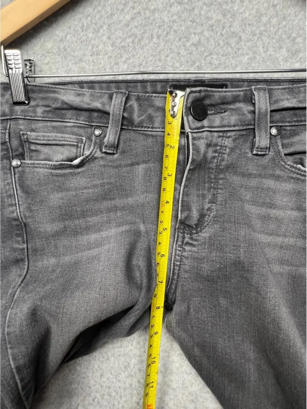 Paige Ankle Raw Hem Denim Jeans Womens 27 Low Rise Logo Gray